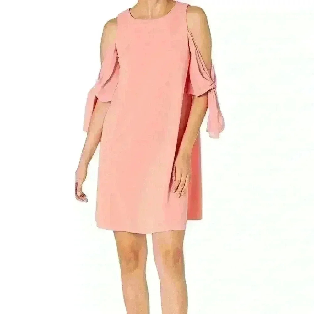 Taylor Dresses Women's Cold Shoulder Crepe and Chiffon Dress